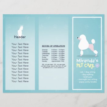 Pet Care Sitting Grooming Salon Tri-fold Brochures by ReadyCardCard at Zazzle