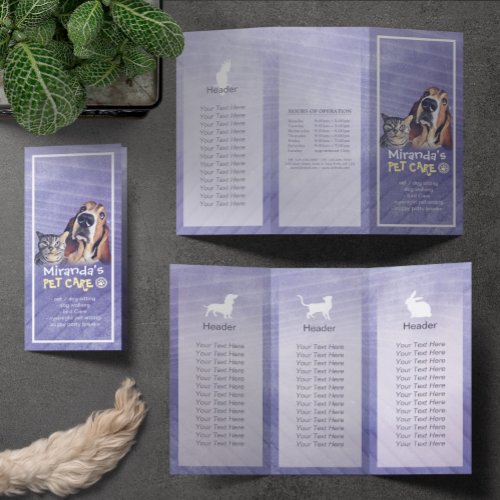 Pet Care Sitting Grooming Salon Tri_Fold Brochures