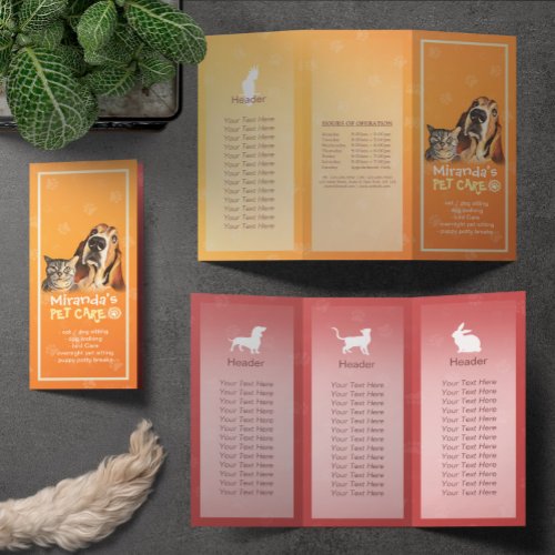 Pet Care Sitting Grooming Salon Tri_Fold Brochures