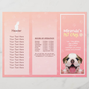 Pet Care Sitting Grooming Salon Tri-Fold Brochures