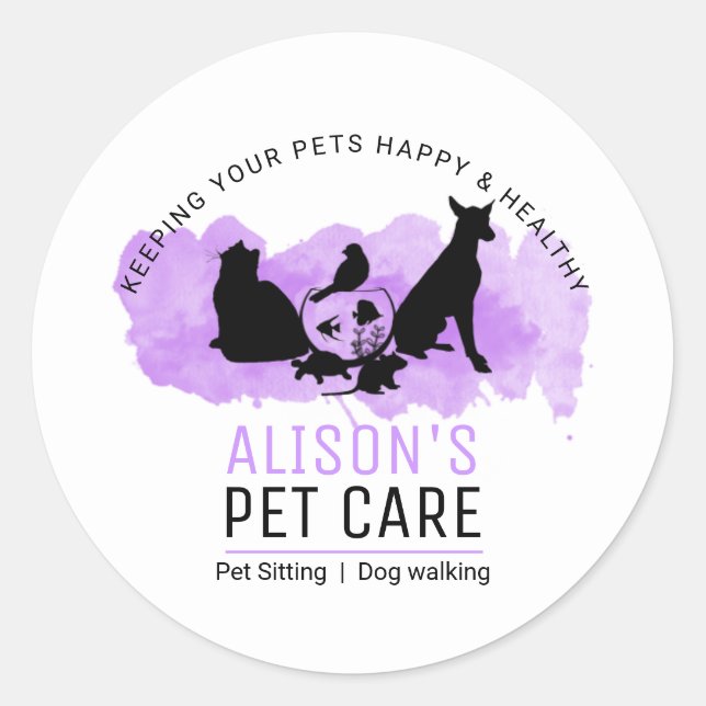  Pet Care / Sitting services / Dod walking Classic Round Sticker (Front)
