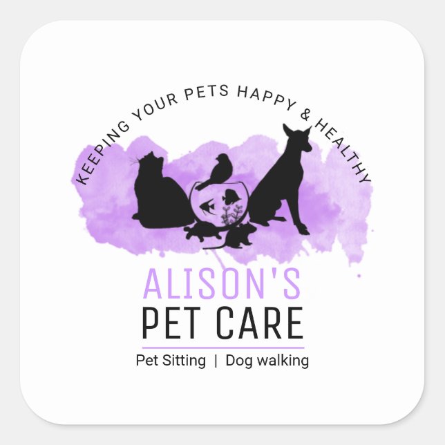  Pet Care / Sitting services / Dod walking Square Sticker (Front)