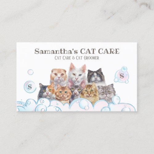 Pet Care Spa Salon Sitting Bathing Groomer Cats Business Card