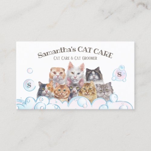 Pet Care Spa Salon Sitting Bathing Grooming Cats Business Card