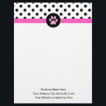 Pet Care Theme Trendy Letterhead<br><div class="desc">Pet care business letterhead in a fun trendy style with paw print and polka dots pattern perfect for any business theme related to dogs,  cats,  pets,  pet health,  or veterinarian animal hospitals.</div>
