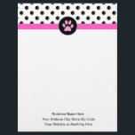 Pet Care Theme Trendy Letterhead<br><div class="desc">Pet care business letterhead in a fun trendy style with paw print and polka dots pattern perfect for any business theme related to dogs,  cats,  pets,  pet health,  or veterinarian animal hospitals.</div>