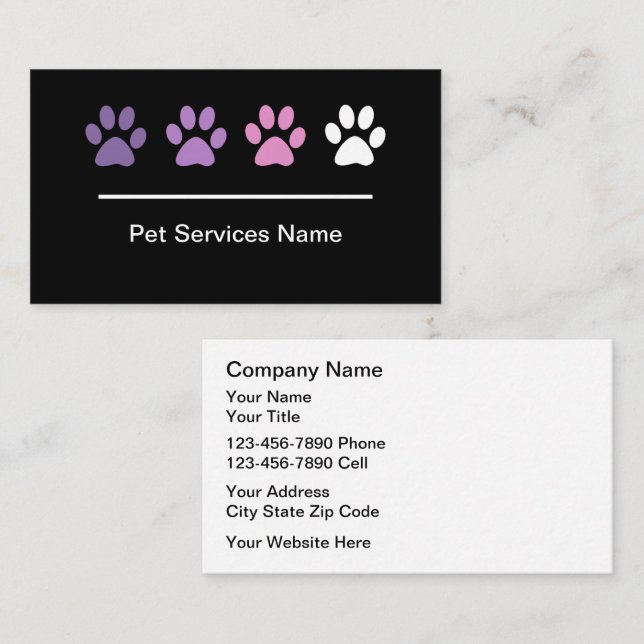 Pet Care Trendy Business Cards (Front/Back)