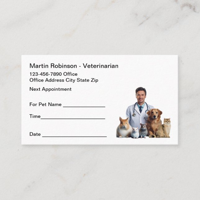 Pet Care Veterinarian Appointment Business Cards  (Front)