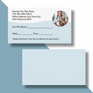 Pet Care Veterinarian Appointment Cards