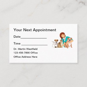 Pet Care Veterinary Animal Clinic Appointment Card by Luckyturtle at Zazzle