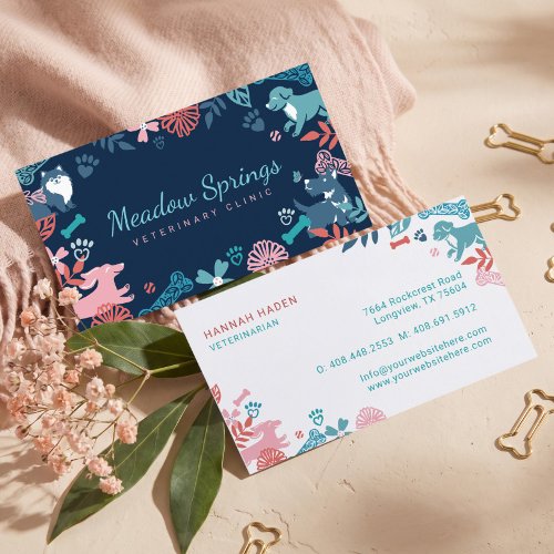Pet Care Veterinary Clinic Animal Hospital Floral Business Card