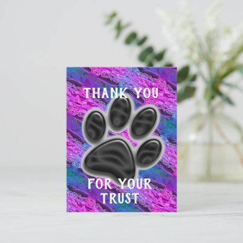 Pet Caregiver Stripe Dog Paw Customer Appreciation Postcard
