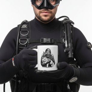 Pet Cat and Dad Scuba Diver Coffee Mug