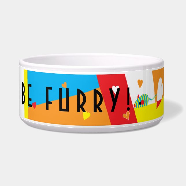 Pet CAT Bowl Large "Eat, Drink and be Furry" (Right)