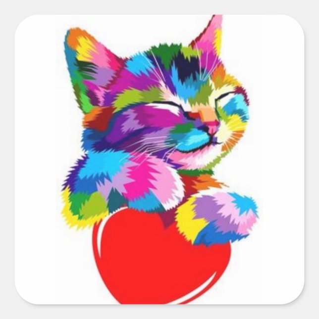 pet cat design square sticker (Front)