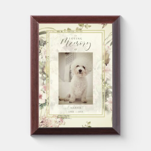 Pet Cat Dog Floral Vintage Romantic Memorial Award Plaque