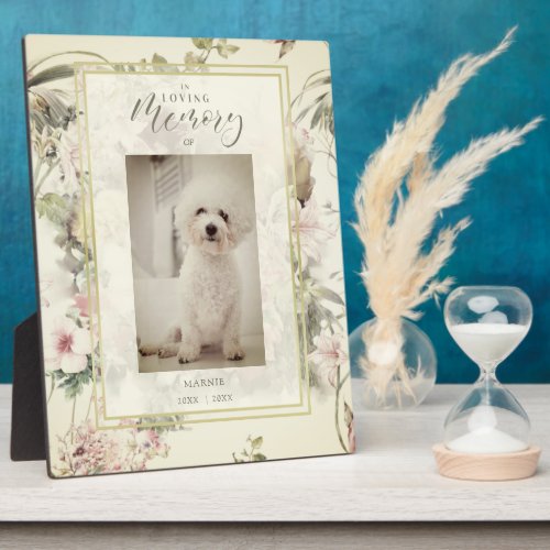 Pet Cat Dog Floral Vintage Romantic Memorial Plaque