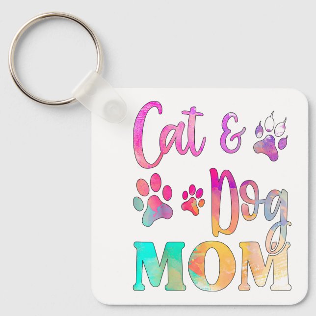 Pet Cat Dog Mom For Women, Mothers Day Keychain (Front)