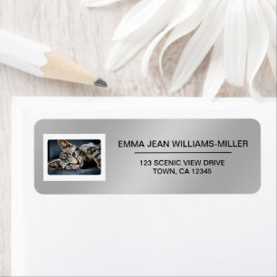 Pet Cat Dog Pet Photo Elegant Modern Silver Label