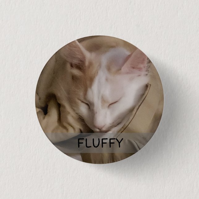 Pet Cat Dog Photo Name Button (Front)