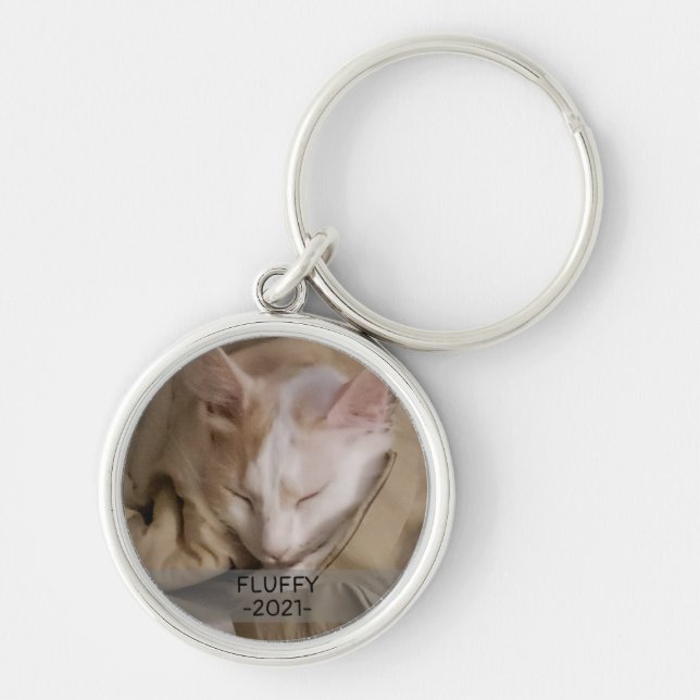 Pet Cat Dog Photo Name Template Keychain (Front)