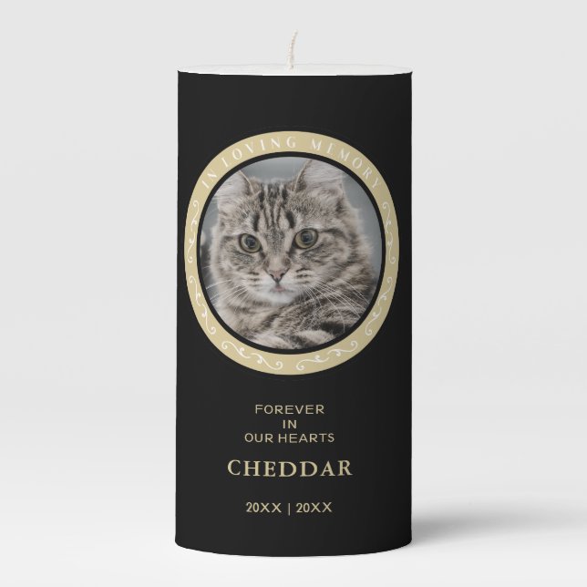 Pet Cat Dog Photo Ornamental Loved One Votive Pillar Candle (Front)