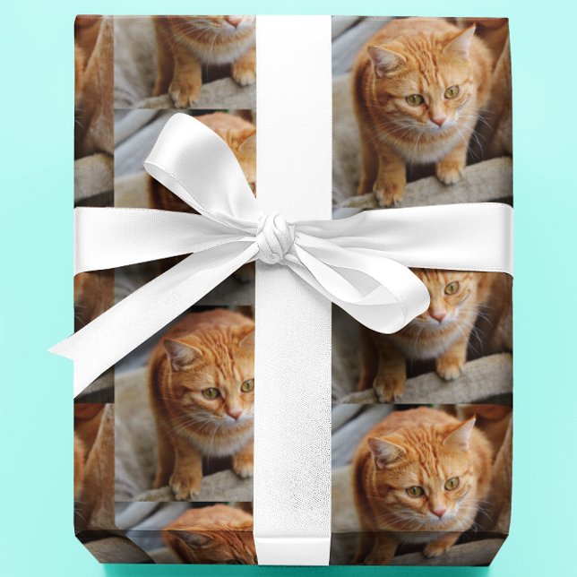 Pet Cat Dog Photo Personalize Custom Wrapping Paper (Creator Uploaded)