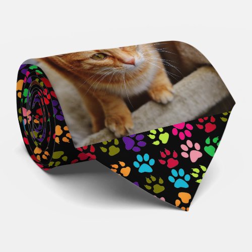 Pet Cat Dog Photo Personalize Photo Paws Neck Tie