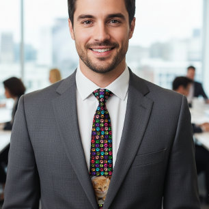 Pet Cat Dog Photo Personalize Photo Paws Neck Tie