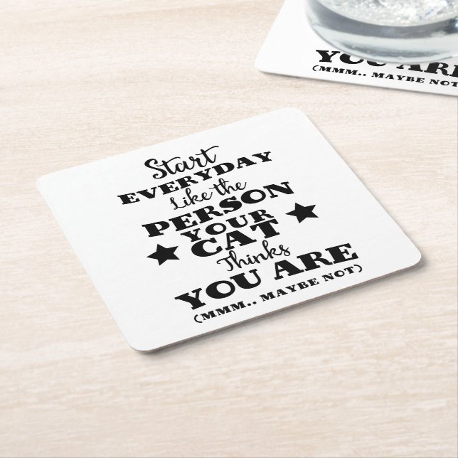 Pet Cat Funny Quote Square Paper Coaster (Angled)