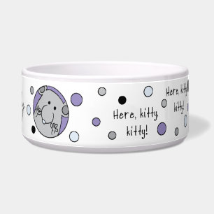 Pet CAT Large Blue Pet Bowl "Here,Kitty,Kitty!"