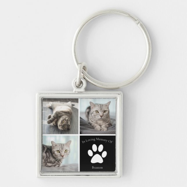 Pet Cat Memorial In Loving Memory Photo Keychain (Front)