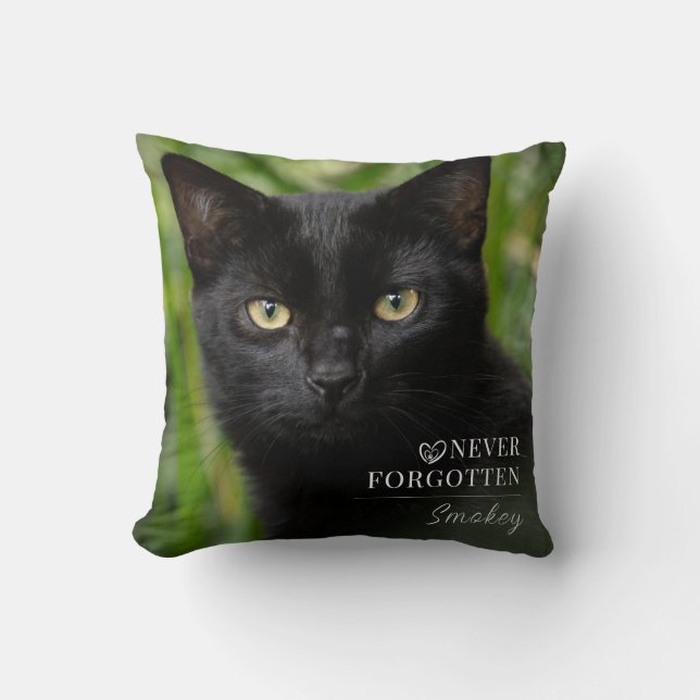 Pet Cat Memorial Keepsake Photo Throw Pillow (Front)