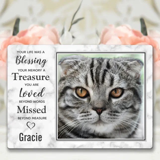 Pet Cat Memorial Pet Loss Sympathy Photo Plaque