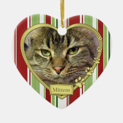 Pet Cat Memorial Photo Christmas Ornament _ heart