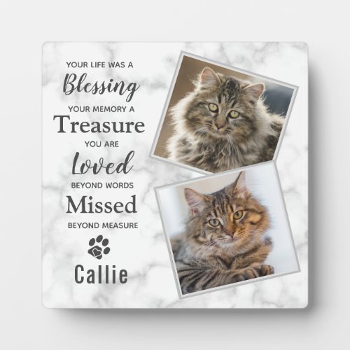 Pet Cat Memorial Photo Plaque