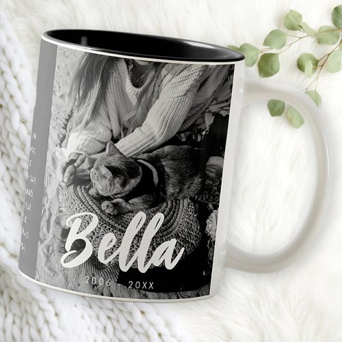 Pet Cat Memorial Quote Modern Simple Chic Photo Two_Tone Coffee Mug