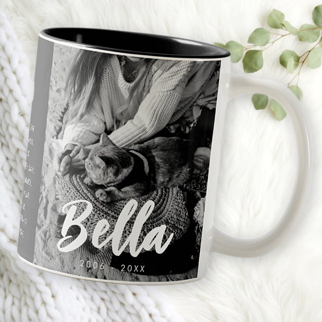 Pet Cat Memorial Quote Modern Simple Chic Photo Two-Tone Coffee Mug