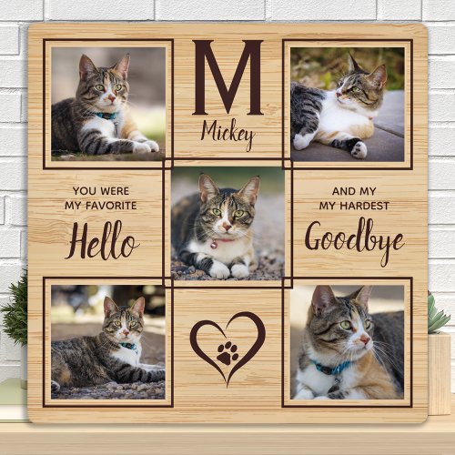 Pet Cat Memorial Remembrance Photo Collage Plaque