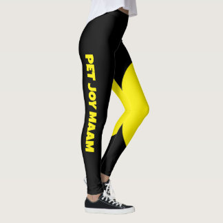 Pet Cat Mom Name Black Yellow Fun Customized Text Leggings