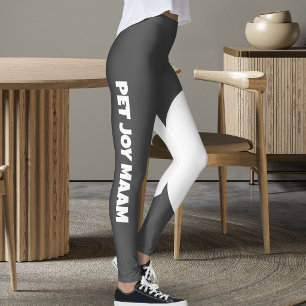 Pet Cat Mom Name Gray White Fun Customized Text Leggings