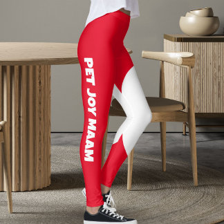 Pet Cat Mom Name Victory Red White Customized Text Leggings