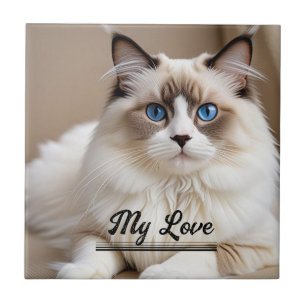 Pet Cat Mom Photo ''My Love'' Personalize Ceramic Tile