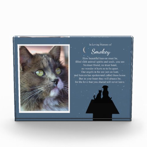 Pet Cat or Dog Memorial Custom Photo Name Poem