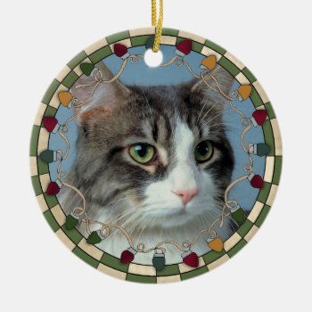 Pet Cat Photo Christmas Ornament by christmas_tshirts at Zazzle