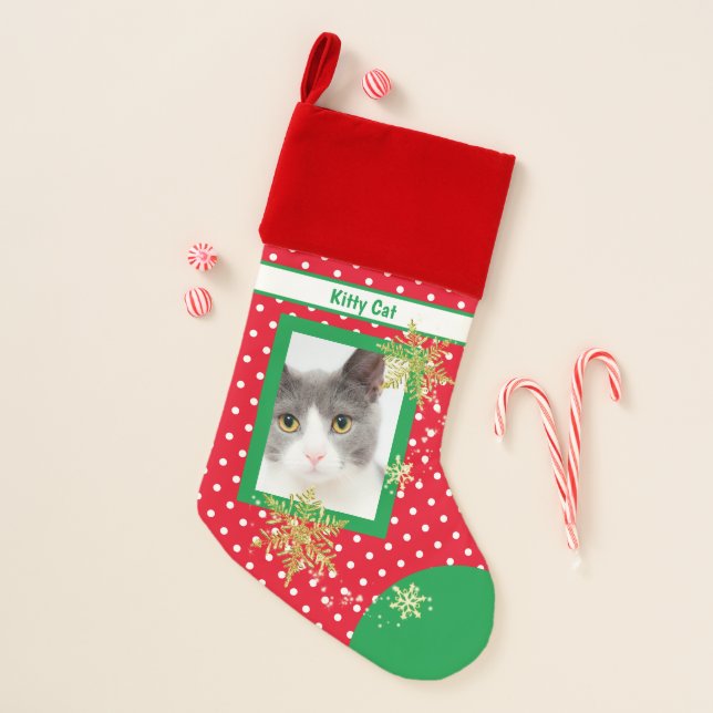 Pet Cat Photo Christmas Stocking (Front)