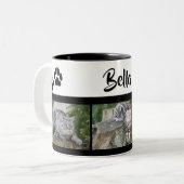 Pet Cat Photo Collage With Paw Prints Personalized Two-Tone Coffee Mug (Front Left)