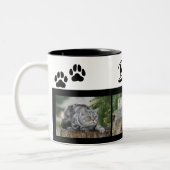 Pet Cat Photo Collage With Paw Prints Personalized Two-Tone Coffee Mug (Left)