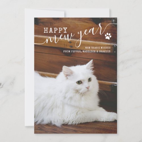 Pet Cat Photo Happy New Year Card