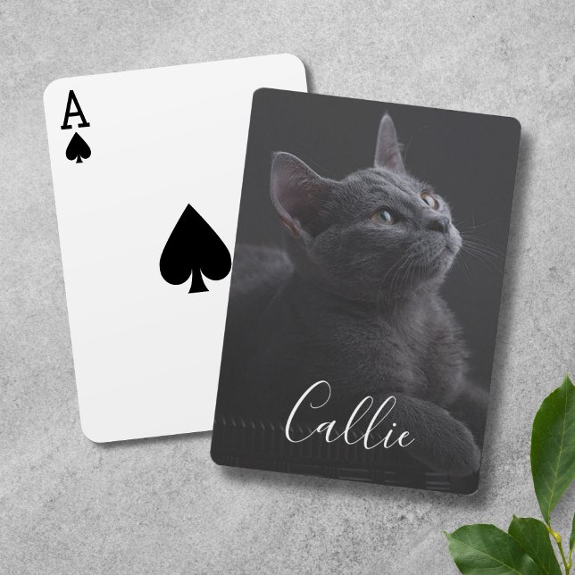 Pet Cat Photo Name Poker Cards (Custom Cat Photo Playing Cards)